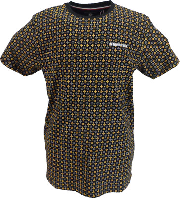 Lambretta Mens Black All Over Geometric Print T-Shirt