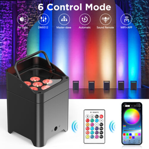 6x18W RGBWA+UV Battery Rechargable wifi wireless LED wedding Par Uplighting - Picture 2 of 18