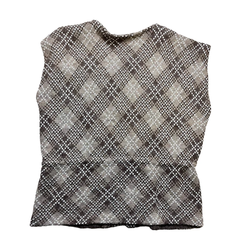 Vintage 60's 70's Top Brown Checked Sweater Vest Sleeveless Jumper 14 M/L - Image 2 of 4