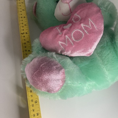 Goffa Green Teddy Bear Teal Heart I Love You Mom Mother's Day Stuffed Plush 15" - Picture 2 of 10