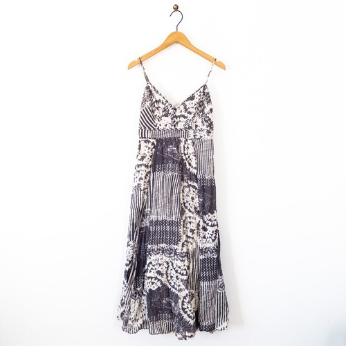 Monsoon Boho Printed Cotton Midi Maxi Dress Size 16 Vintage Grey Cream - Picture 13 of 18