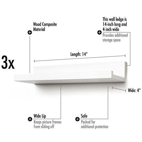 Estantes flotantes Americanflat de 14 pulgadas en madera compuesta blanca - montados en pared - Imagen 2 de 6