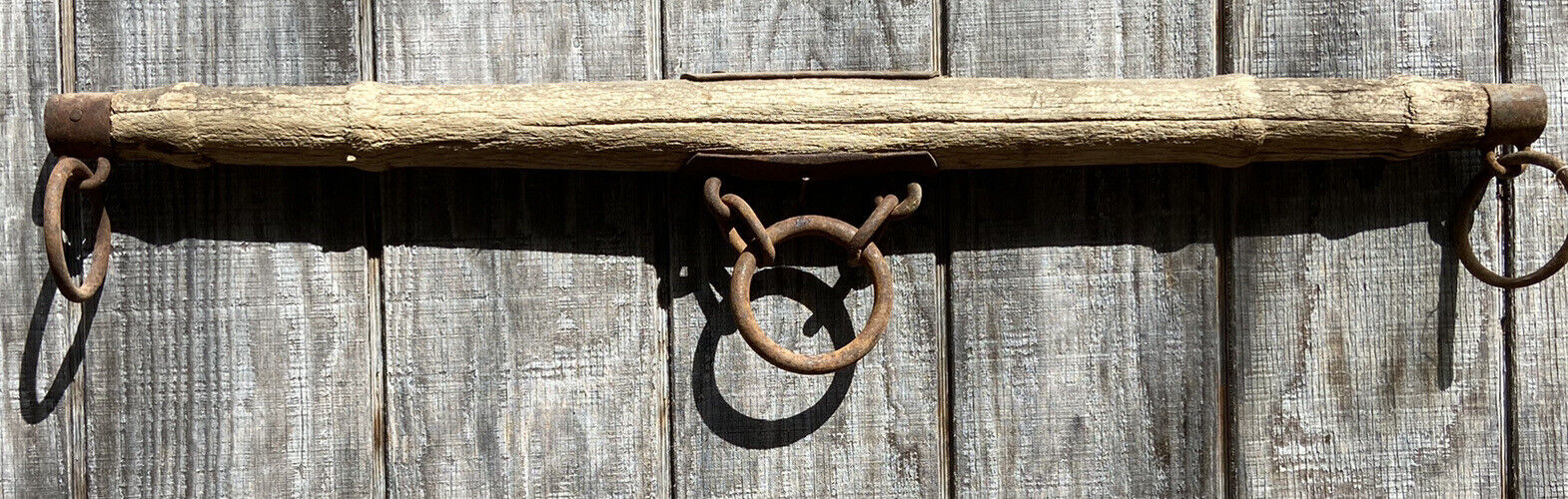 Antique Wood Metal Yoke Single Tree 40” Horse Mule Wagon Plow Farm House Decor