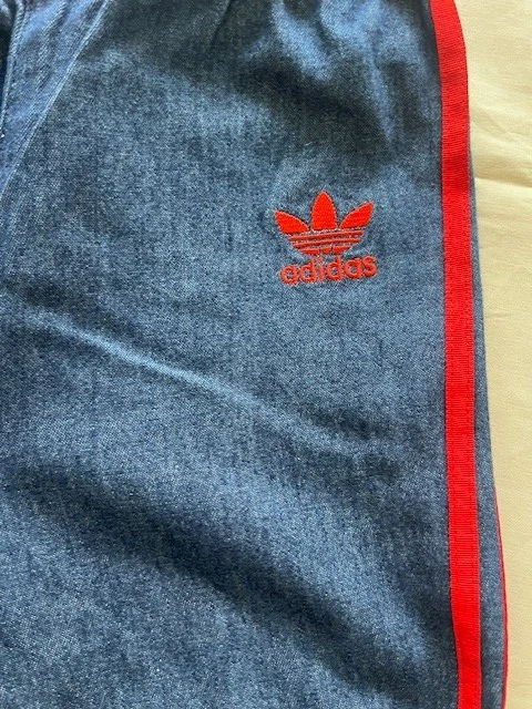 Adidas Size US 4 Blue Jean with 3Stripes Red Pull up Elastic Band Jogger Lace up - Image 3 of 4