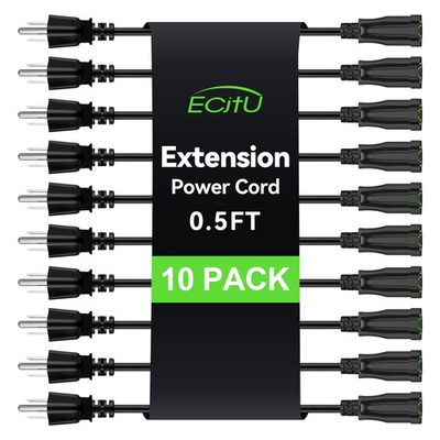 #ad Power Extension Cord 0.5FT 6Inch 10 Pack Short 3 Prong Electric Extension C... $27.82