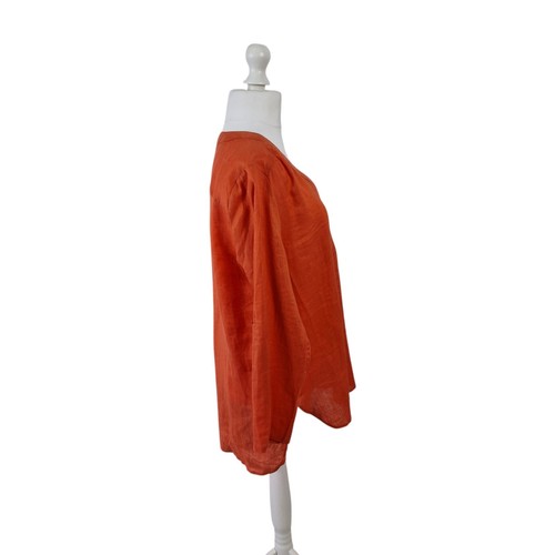 Cartoon Betty Barclay Linen Tunic Shirt UK 14 Orange Relaxed Lagenlook V-Neck - Picture 5 of 13