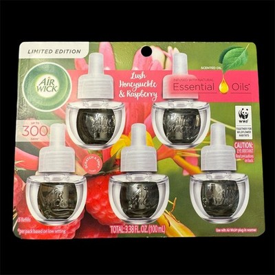Air Wick 5-Pack Scented Oil Refills Lush Honeysuckle & Raspberry New Sealed