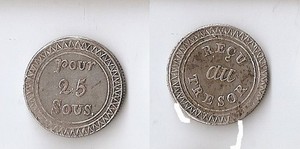 Mauritius 25 SOUS, ND (1822) High grde!!!