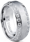 Men's Titanium Dome Brushed Finished Wedding Band Engagement Ring with Cz