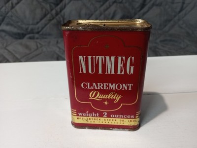 Vintage - Claremont - Nutmeg Metal Spice Tin- 1940's- 1/2 Full