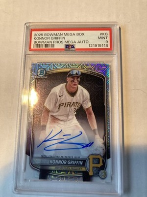 🔥 KONNOR GRIFFIN 2025 BOWMAN CHROME MEGA AUTOGRAPH AUTO PSA 9 # 1