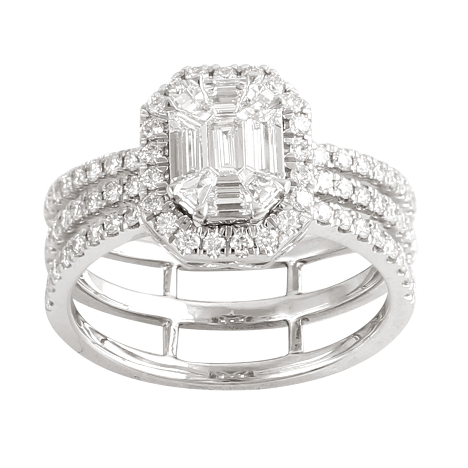 Diamond Engagement Ring For Women 18k White Gold Wedding Band For Women-image