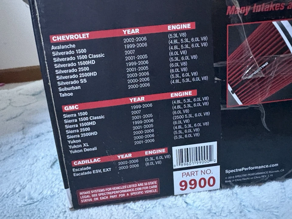 Nuevo kit completo de admisión de aire frío Spectre Performance Foto 3 de 3