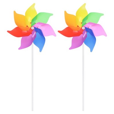 15.4 Inch Rainbow Pinwheels Plastic Windmill for Party Decoration, Colorful