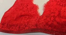 Victoria's Secret Dream Angels Twinkle Lace Triangle Bra Red Medium #30381