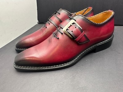 Mezlan Size 8.5 M Fit US 9 Leather Strap Lace  Burgundy Spain  Shoes MEN'S
