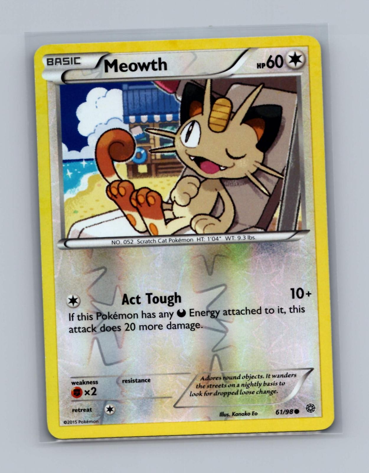 Meowth 61/98 Lightly Played Common Ancient Origins Pokemon Reverse Holo