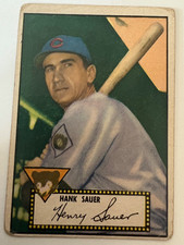 1952 Topps Hank Sauer Baseball Card #35 Black Back Chicago Cubs Not Graded MLB
