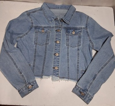 Ladies/ Teenage Female Light Denim Jean Jacket Size Med Short Button Closure