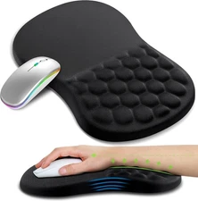 Ergonomic Mouse Pad with Wrist Rest Gel Mousepad massaging Memory Foam 12x8 inch