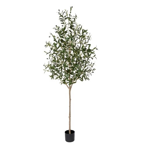 Artificial Olive Tree-7 Ft Tall Fake Floor Plant with Plastic Pot for Office - Picture 2 of 8