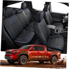 Leather Car Seat Covers for Toyota Tacoma: 2024 2025 2026 Full Set blackblue