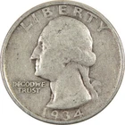 1934 Medium Motto Washington Quarter VG Very Good Silver 25c Coin
