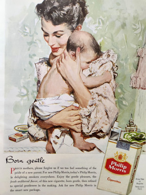 Joe De Mers Art Mother Baby Philip Morris Vintage 1956 Ad Magazine Print