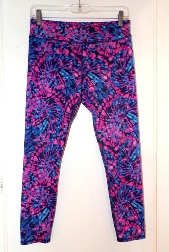 ATHLETIC WORKS PINK & BLUE CROPPED ATHLETIC YOGA PANTS Size L (10-12)