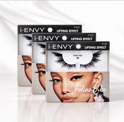 i-ENVY 3 Pairs False Black Eyelashes, Cat / Fox Eye Lifting Lash Set IFV05 New