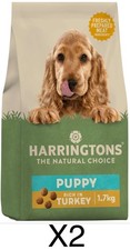 2x Harringtons Turkey and Rice Dry Complete Puppy Food 1.7kg Natural 2 bags 4kg 7.35 per kilo