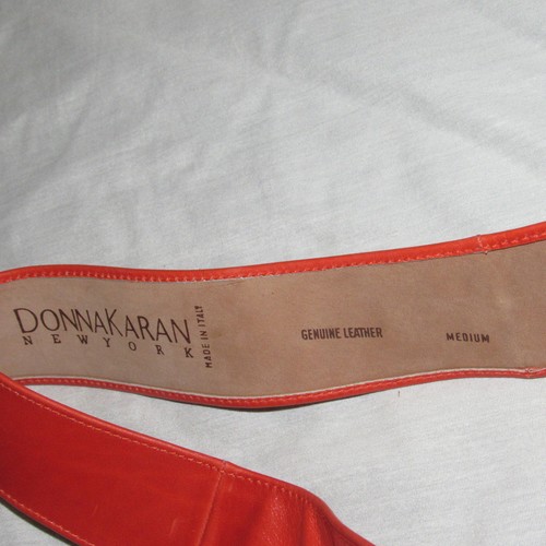 Vintage Donna Karan New York Oversized Leder Messing Gürtel Gr. M Orange Italy - Bild 8 von 10