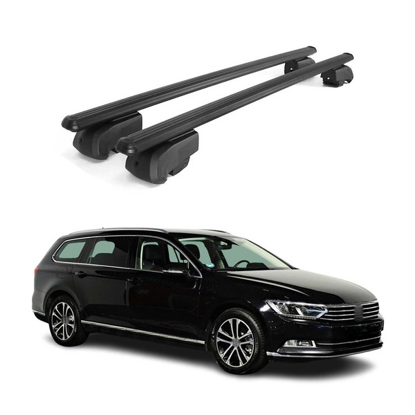 DachträGer GrundtäGer FüR VW Passat B8 Variant 2014-2019 75Kg Alu Schwarz 2 Tlg-image