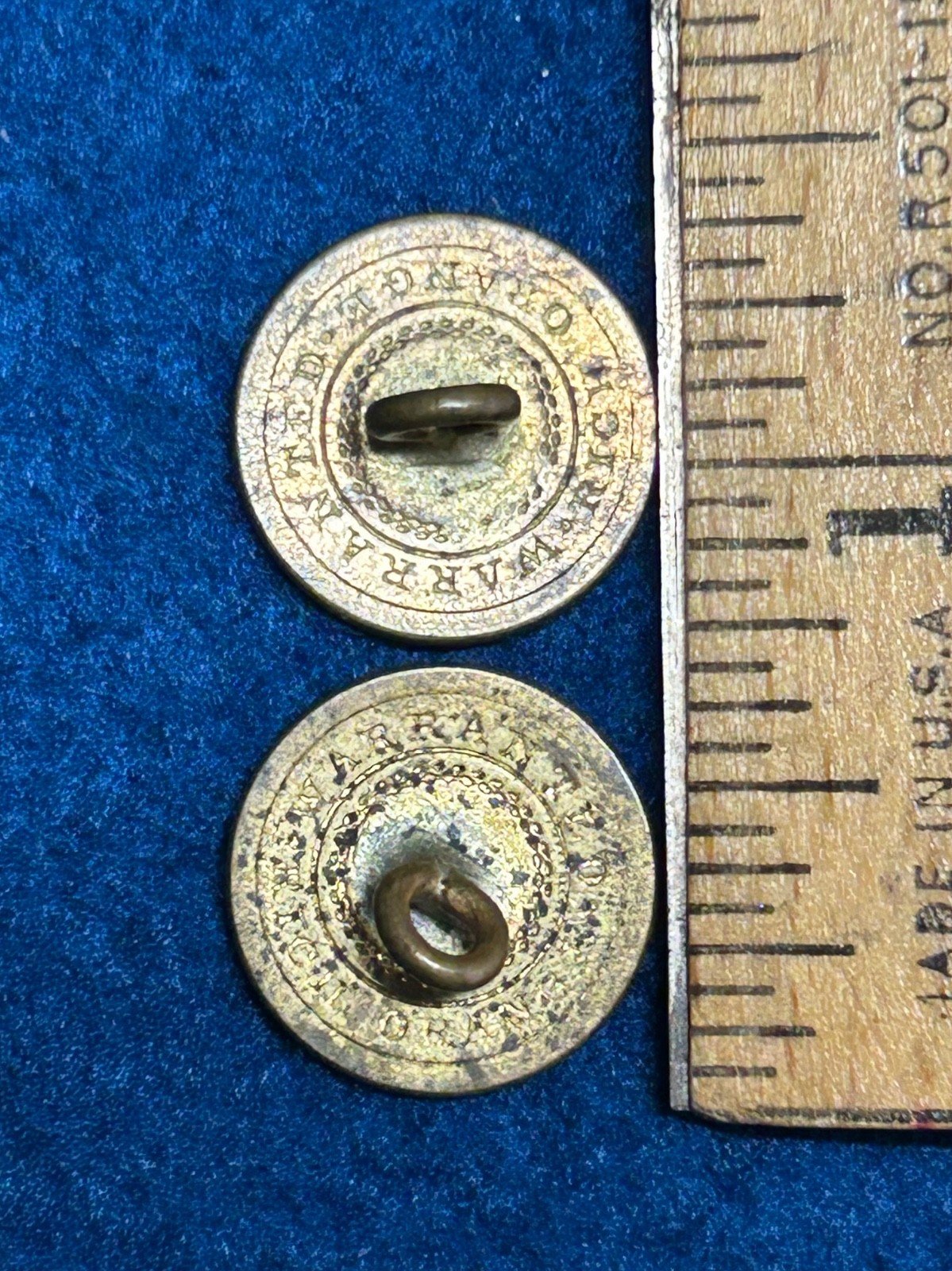 1800's Flat Buttons Lot of 6 Rich Orange Warranted and Others