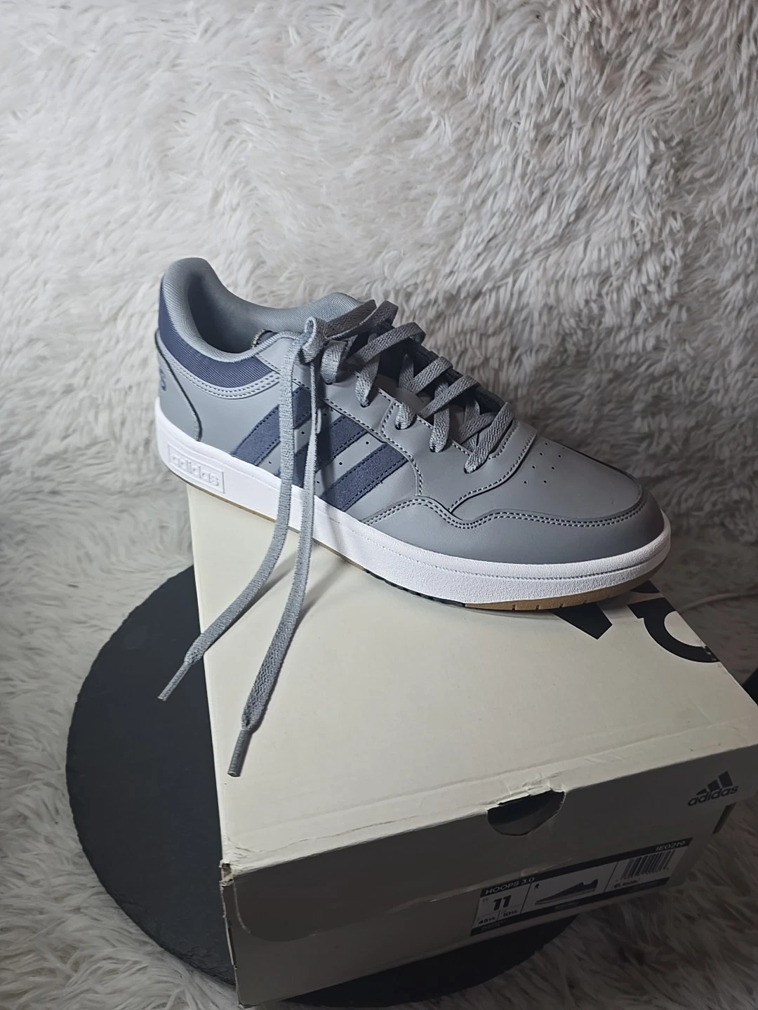 Taglia 11 Adidas Hoops 3.0 Low Grigio Ombra Navy
