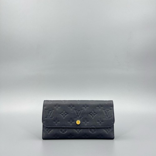 Louis Vuitton Sarah Wallet 'Black Monogram Embossed Empreinte Cowhide#JHADB