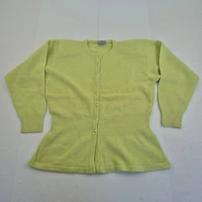 CLASSIC WOMAN Cardigan 18 Green Women's Lambswool Angora Knit Buttons Vtg