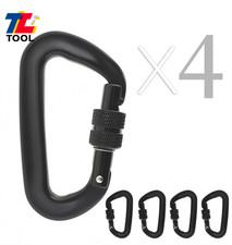 4 Pack 12 KN Aviation Aluminum Heavy Duty D-Shaped Locking Carabiners Clip