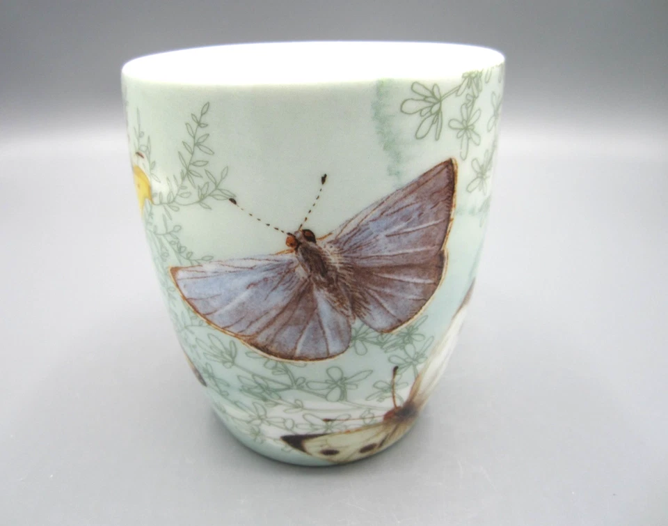 Taza de café de té Hallmark blanco verde cinco mariposas multicolores 14 oz (419) Foto 2 de 4