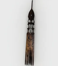 Vtg African Ebony Wood Hair Comb Afro Pick Wall Art 20” Long 