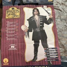 PIRATES OF THE SEVEN SEAS CAPTAIN SKULL HALLOWEEN COSTUME MENS Fits up To 44