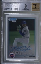 2010 Bowman Draft Chrome Prospects Auto Matt Harvey #BDPP84 BGS 9 MINT Auto 0t3