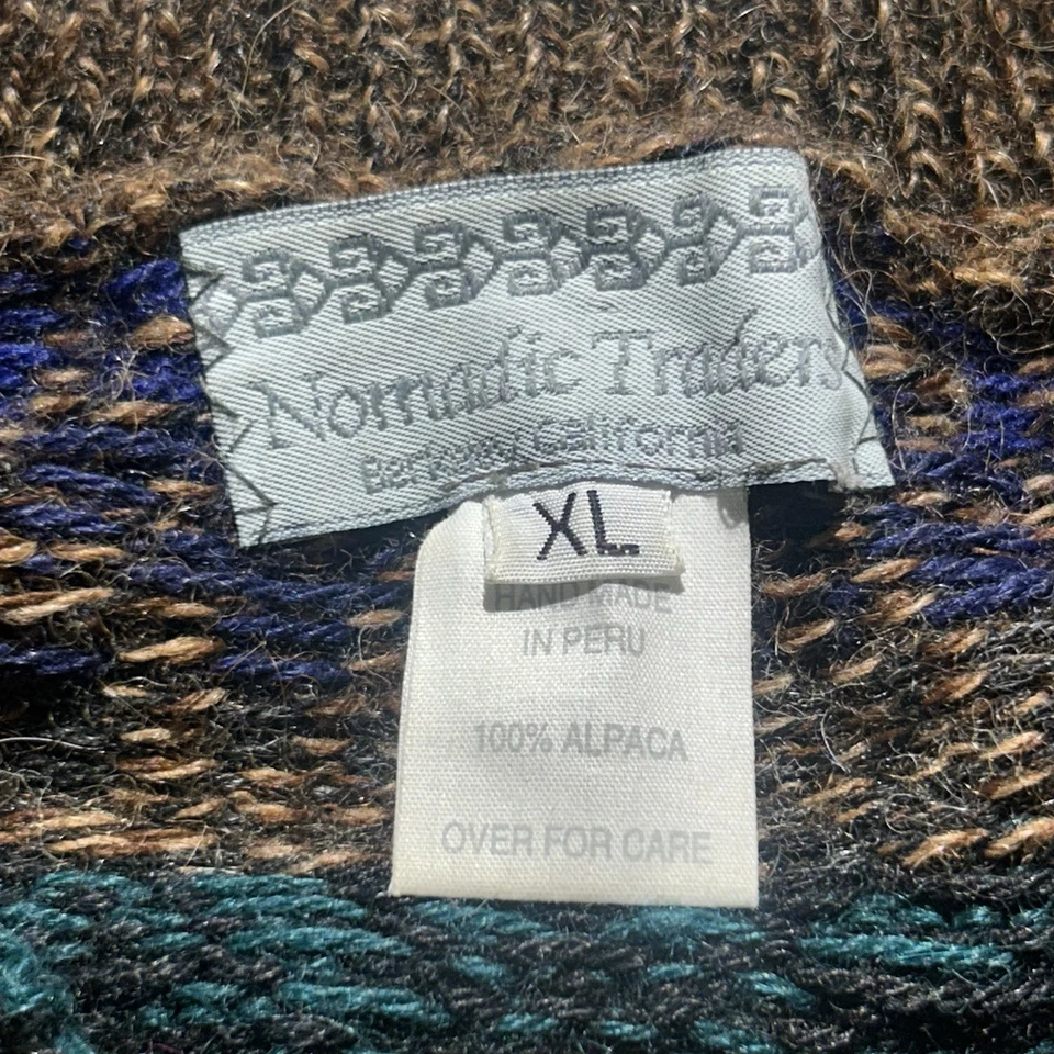 Nomadic Traders 100% Alpaca Pullover Sweater Men’s Size XL Multicolor Aztec - Image 3 of 4