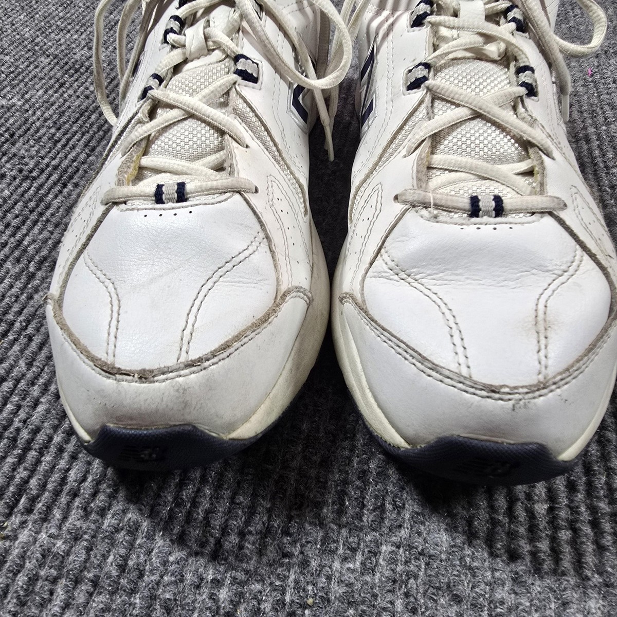 New Balance 608v5 Shoes Mens 13 White Navy Leather Trainer 