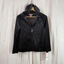 Juicy Couture Hoodie Kids Large 12/14 Black Velour Rhinestone Juicy Jacket NWT