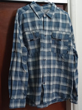 EDDIE BAUER MEN'S LONG SLEEVE SHIRT BLUE PLAID XL NYLON