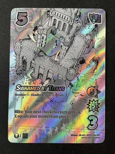 Lámina ultra rara UniVersus Attack on Titan 83/297 Swarmed by Titans (Alt Art) casi nueva - Imagen 1 de 2