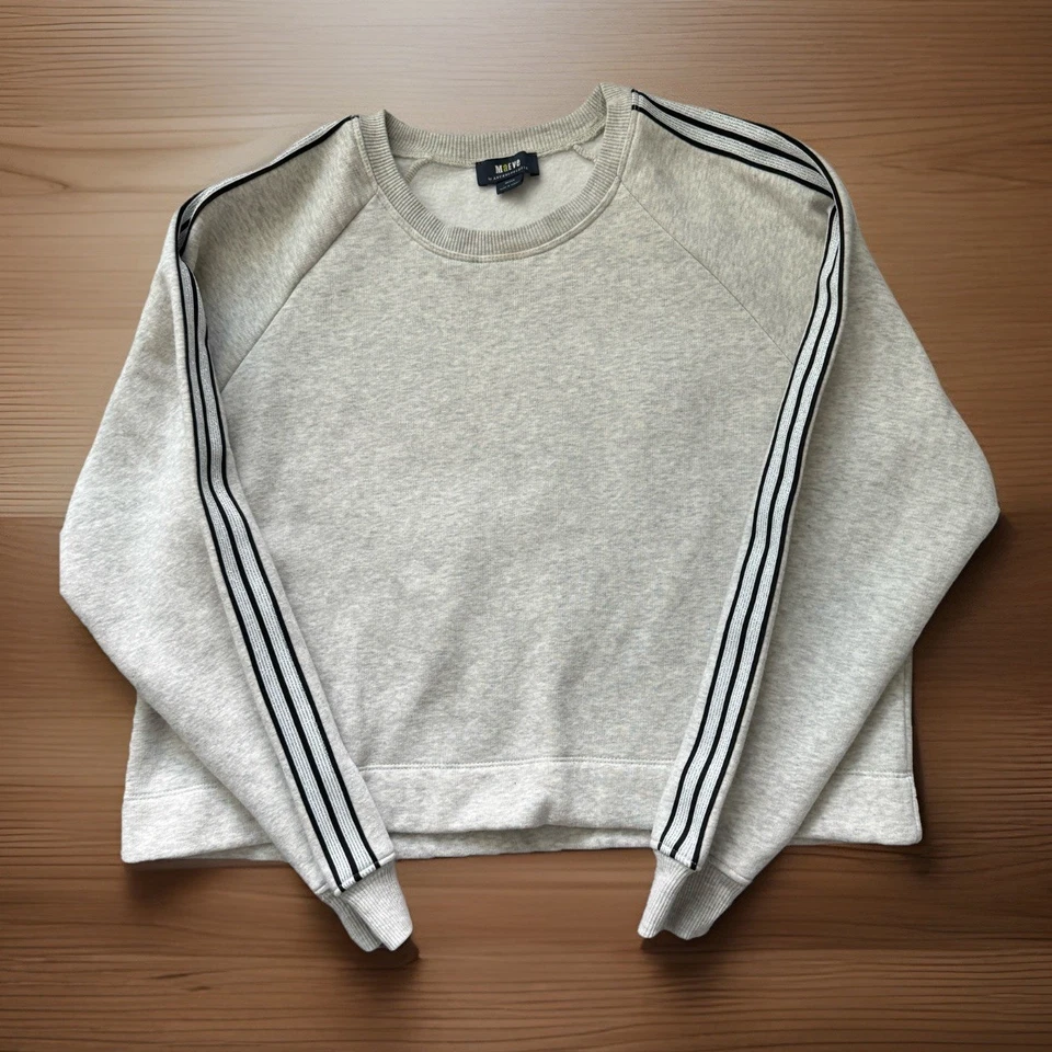 Sudadera MAEVE ANTHROPOLOGIE Mujer Gris Mediana Deportiva Plateada Rayas Cuello Redondo Foto 3 de 4