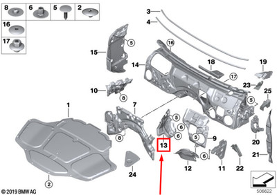 BMW 5 G30 Innenteil rechts.Wandschalldämmung 51489461880 9461880 NEU