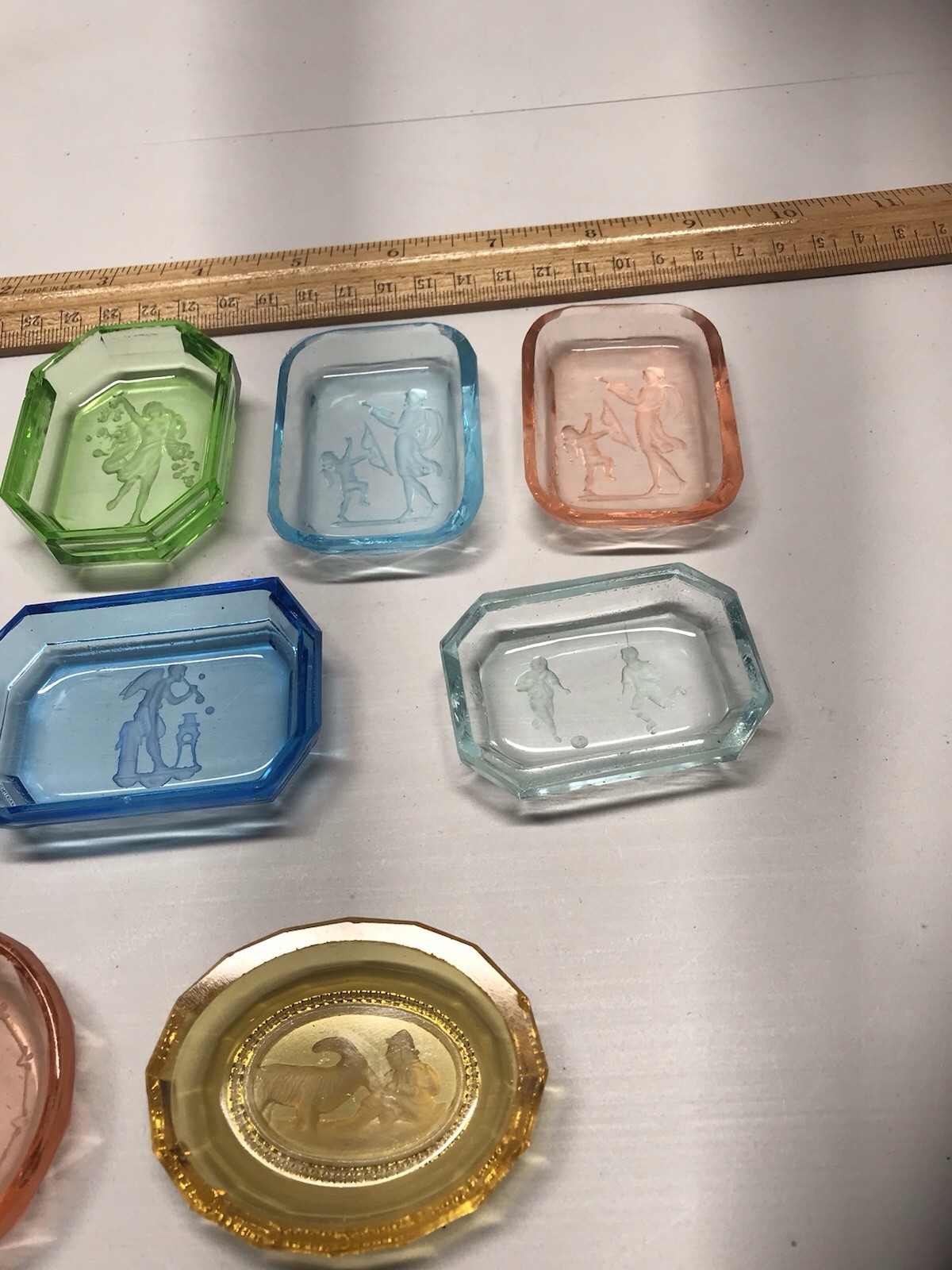9 Czechoslovakian Intaglio Salt Cellars